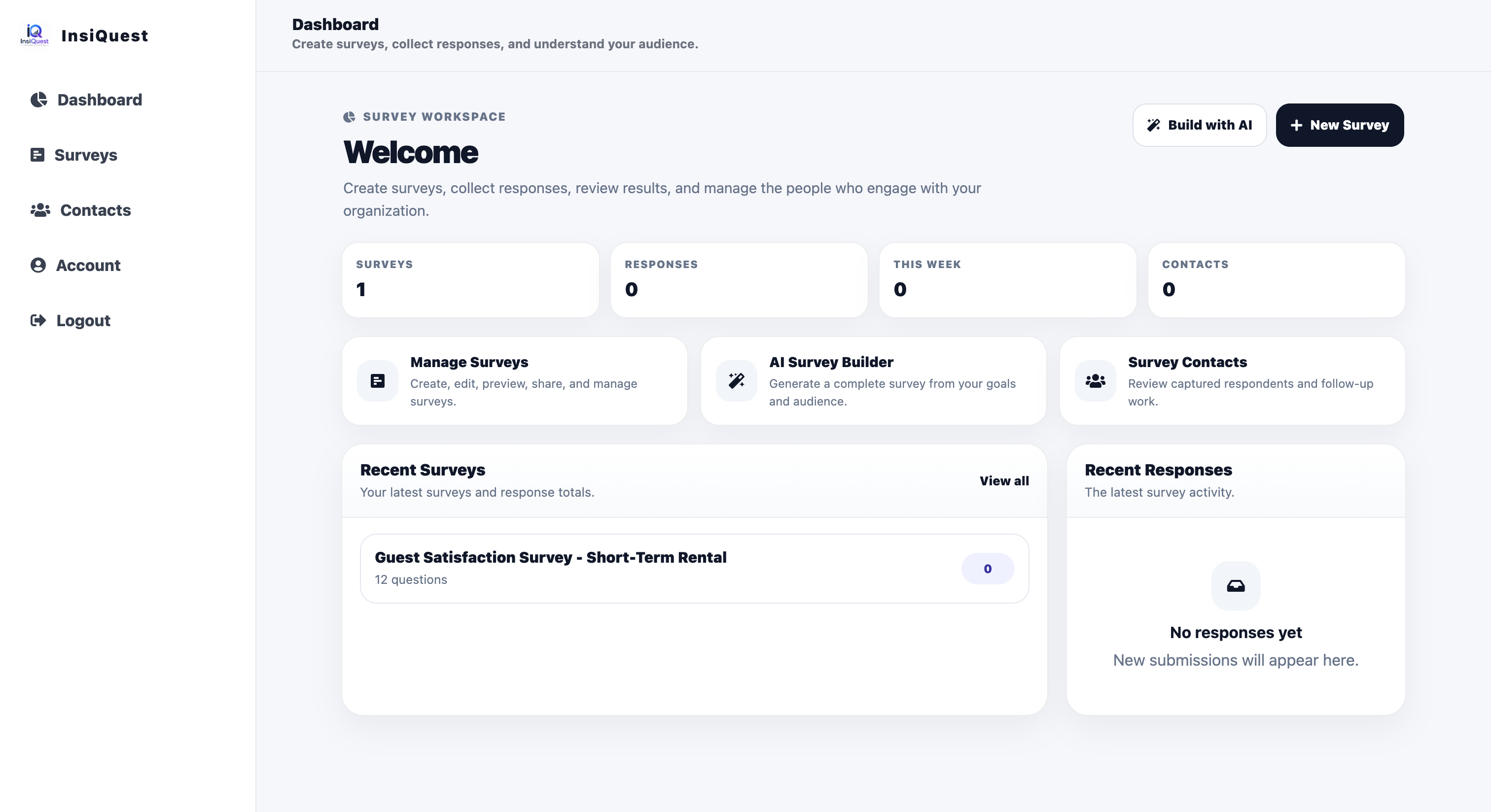 InsiQuest survey dashboard