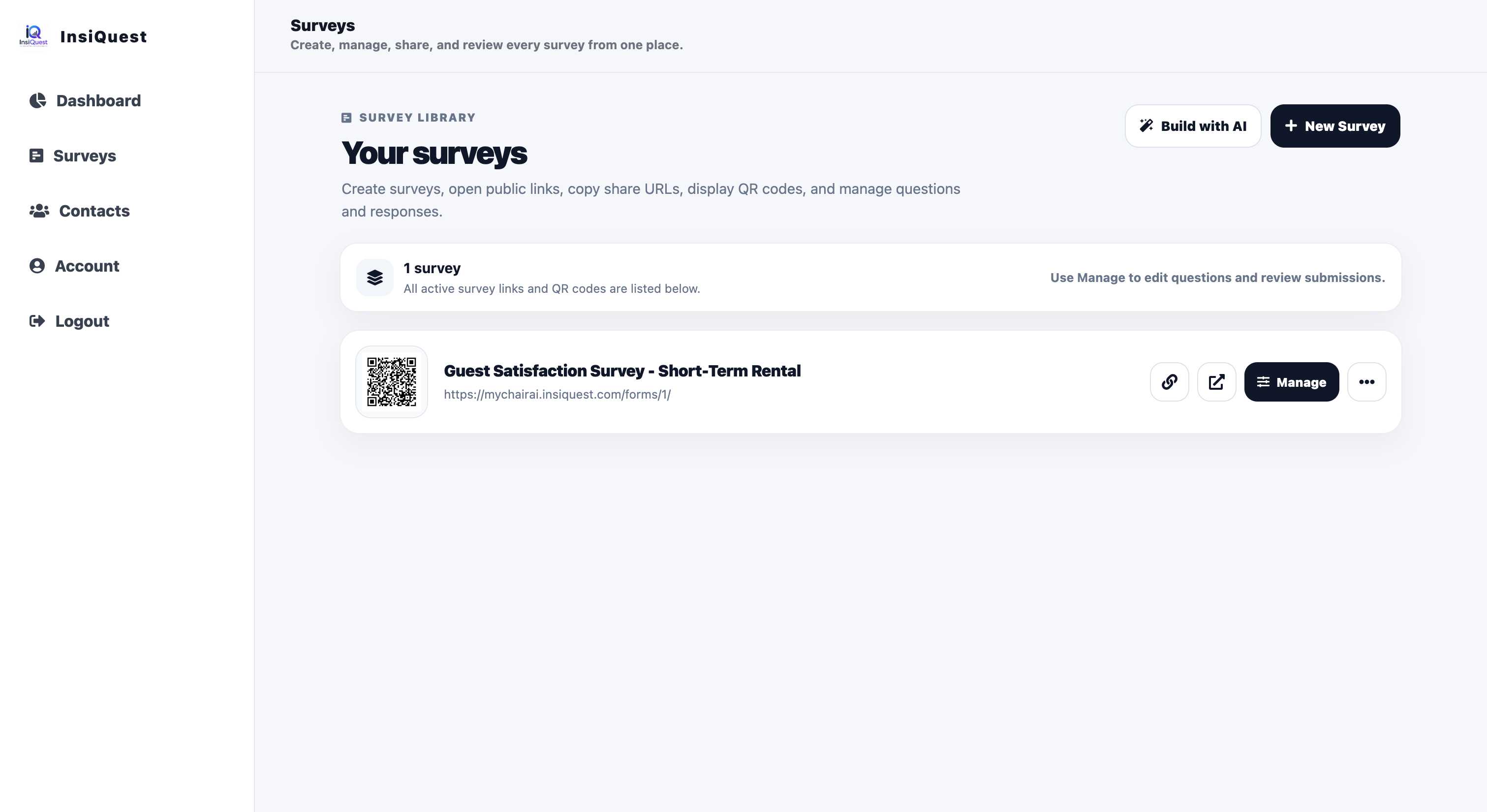 InsiQuest survey management desktop workspace