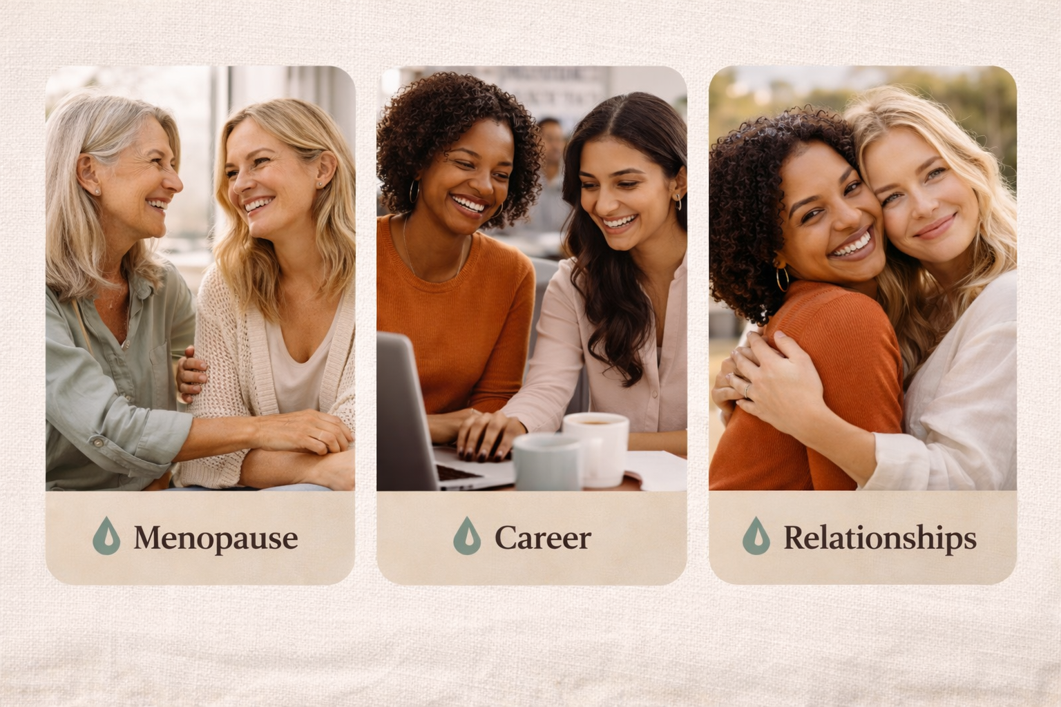 App UI mockups showing topic paths and reflections